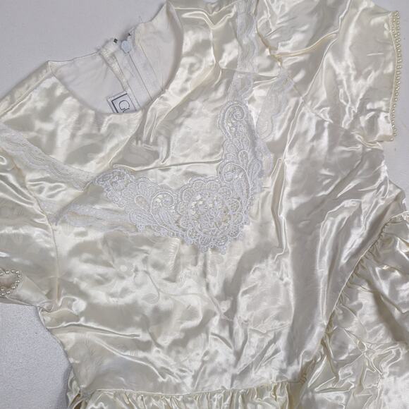 Vtg Gunne Sax Cream Shimmery Dress 90s Sz 5 Party Fancy Wedding - Picture 2 of 6